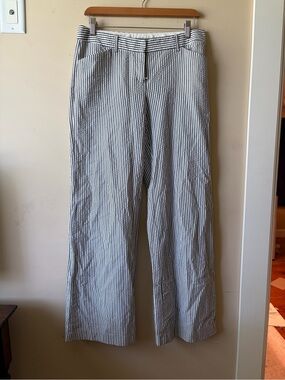 Express Women’s Light Blue and White Striped Editor Pants